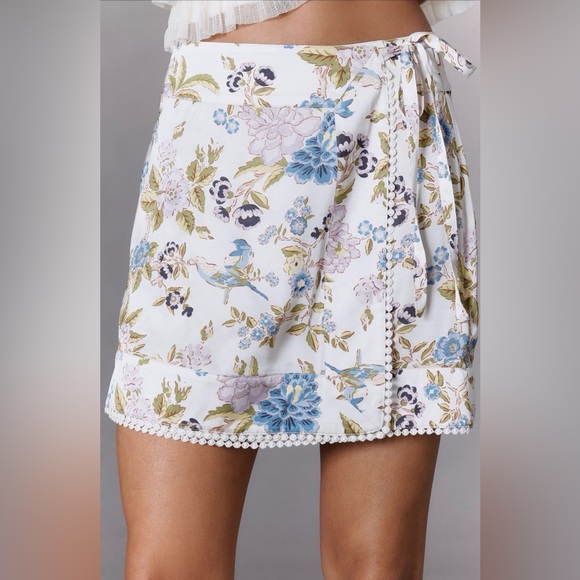 Anthropologie Dresses & Skirts - ✨ Anthropologie Printed Satin Wrap Mini Skirt